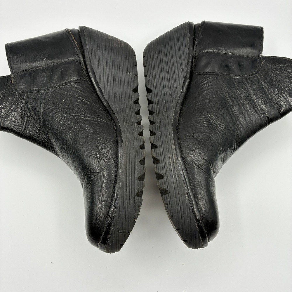 Fly London Yogi Wedge Ankle Booties Womens 40 9 Black Leather Platform - Picture 11 of 16
